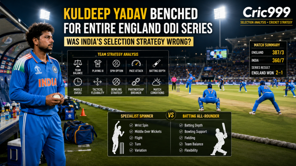 Kuldeep Yadav Benched for Entire England ODI Series: Was India’s Selection Strategy Wrong? | Cric999 | Online Betting ID