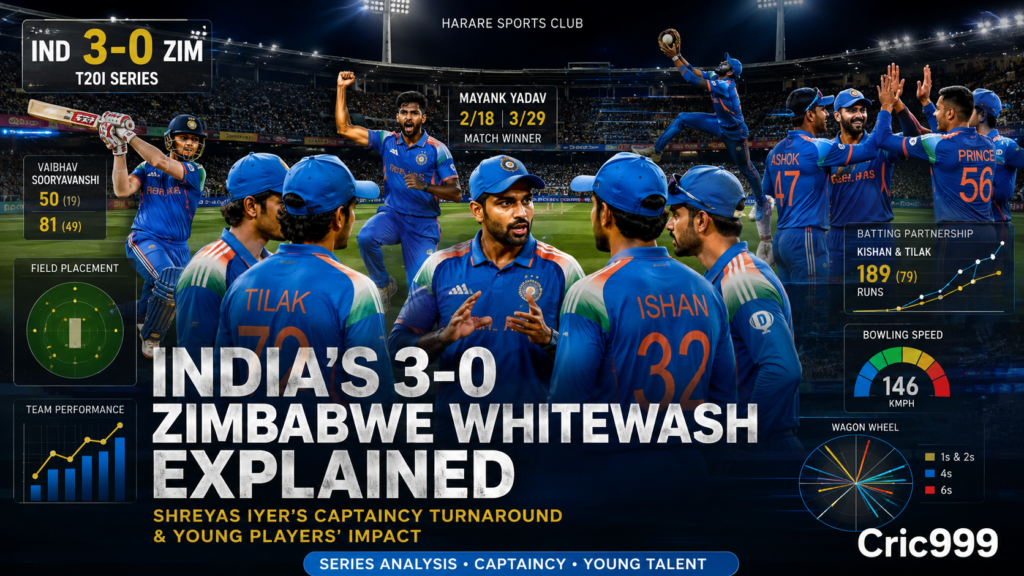 Cric999 Analysis: India’s 3-0 Zimbabwe Whitewash, Shreyas Iyer’s Captaincy Turnaround, Young Players’ Impact and Online Betting ID Safety