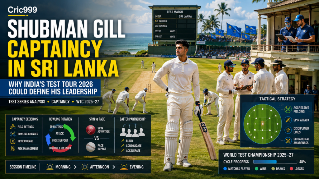 Shubman Gill Captaincy in Sri Lanka: Why India’s Test Tour 2026 Could Define His Leadership | Cric999